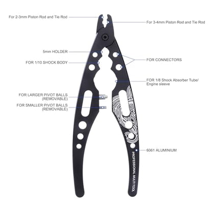 Metal Shock Absorber Pliers Rod Ball Clamp Multi-Function RC Tool for RC Model 1/8 1/10 1/16 1/18 RC Car Crawler Truck