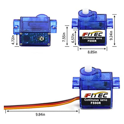 FEETECH 90R 5packs 360 Degree Continuous Servos Micro Servo 9g Mini Servo Motor with Plastic Shell for Robot Car Plane RC Helicopter