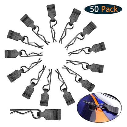 50PCS RC Clips RC Body Clips with Pull Tabs for All 1/16 1/18 Traxxas Axial Redcat Tamiya Team Associated RC Car Shell (Black) - color: Black
