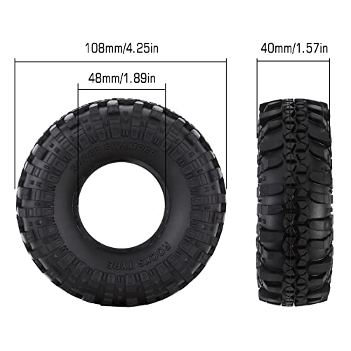 INJORA 1.9inch Rubber Tyre for 1:10 RC Crawler Axial SCX10 SCX10 III - size: 108mm
