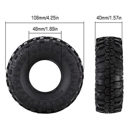 INJORA 1.9inch Rubber Tyre for 1:10 RC Crawler Axial SCX10 SCX10 III - size: 108mm