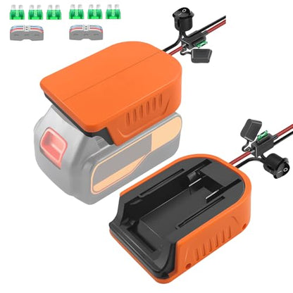 2 Packs Power Wheel Adapter for Black and Decker 20V Battery Converter Kit with Fuses & 14AWG Wire | Power Connector for for DIY Rc Car Toys, Robotics and Rc Truck