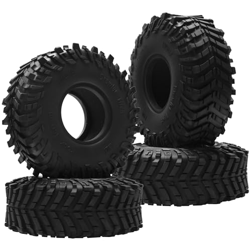 ShareGoo 4Pcs RC 1.9 Crawler Tires 1.9inch Rubber Tire 120x44mm w/Foam Inserts Compatible with Axial SCX10 II III Traxxas TRX4 Redcat Gen8 Gen7 1/10 RC Crawler Car (Style 2) - style: Style 2