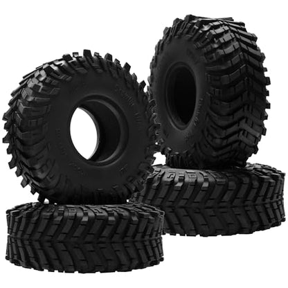 ShareGoo 4Pcs RC 1.9 Crawler Tires 1.9inch Rubber Tire 120x44mm w/Foam Inserts Compatible with Axial SCX10 II III Traxxas TRX4 Redcat Gen8 Gen7 1/10 RC Crawler Car (Style 2) - style: Style 2