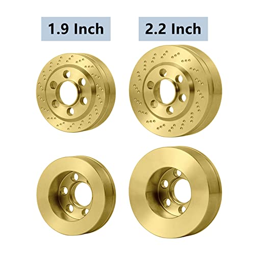 MORLORDY 4PCS RC Brass 1.9 Beadlock Wheels Weights for 1/10 Scale SCX10 D90 Wraith 90048 90018 RR10 RC Wheel Weights Accessories - size: 1.9 Inch