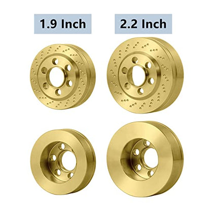 MORLORDY 4PCS RC Brass 2.2 Beadlock Wheels Weights for 1/10 Scale SCX10 D90 Wraith 90048 90018 RR10 RC Wheel Weights Accessories - size: 2.2 Inch