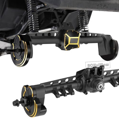 RC Upgrades Part for 1/10 SCX10 III,Aluminium Alloy Portal Axles w/Diff Cover,Brass Steering Knuckles Outer Inner Portal Covers & Diff Covers,Front Rear Complete Axle Set for SCX10 III