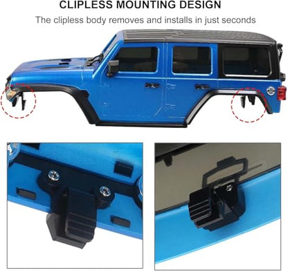 6.10inch/155mm Wheelbase Shell ABS Hardtop Body Kit Replacement Part for TRX4M Bronco Defender AX8560 1/18 RC Crawler Chassis (Red) - color: Red