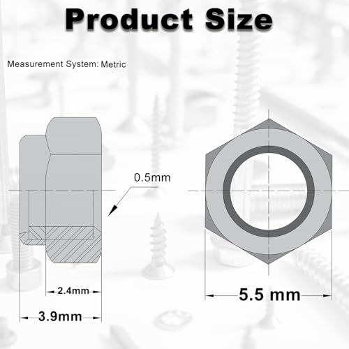M3x0.5mm Locknuts M3 Nylock Nuts for RC Bike Pedals 3D Printer | 120PCS Metric Nylon Inserted Hex Lock Nuts Self-Lock Nylon Insert Carbon Steel Self Locking 5.5mm Hex Nut Driver Tiny Nut - size: M3 (120PCS)