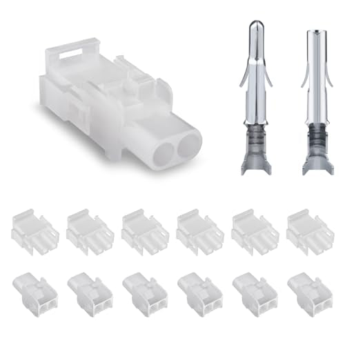 JRready ST6424 Power Connector 2 Pin (6 Matched Sets), 2.13mm Diameter Pin and Sockets 14-20 AWG, Compatible with Molex MLX Power Connector 2 Pin Male& Female, 6.35mm Pitch,Free Hanging - size: MLX 2Pin Connector