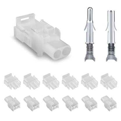 JRready ST6424 Power Connector 2 Pin (6 Matched Sets), 2.13mm Diameter Pin and Sockets 14-20 AWG, Compatible with Molex MLX Power Connector 2 Pin Male& Female, 6.35mm Pitch,Free Hanging - size: MLX 2Pin Connector