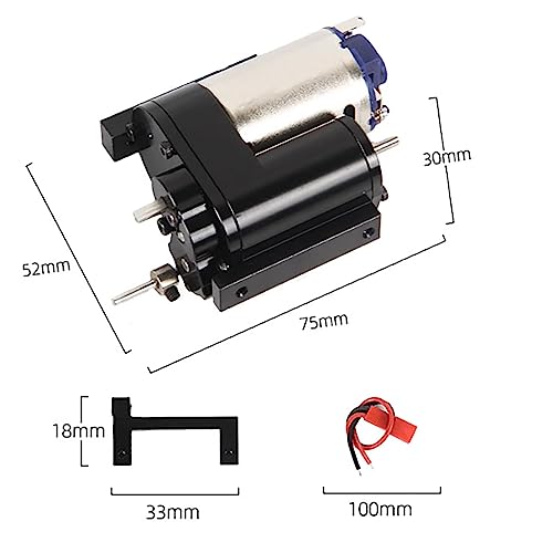2nd Gear Gearbox Speed Change Gear Box with 370 Brushed Motor, Third Generation Metal Wave Box, for 1/16 WPL C24 C34 C44 C54 B16 B36 MN D90 MN40 MN45 MN77 MN99 MN99s RC Car (Black) - color: Black