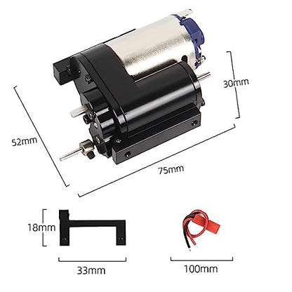 2nd Gear Gearbox Speed Change Gear Box with 370 Brushed Motor, Third Generation Metal Wave Box, for 1/16 WPL C24 C34 C44 C54 B16 B36 MN D90 MN40 MN45 MN77 MN99 MN99s RC Car (Black) - color: Black