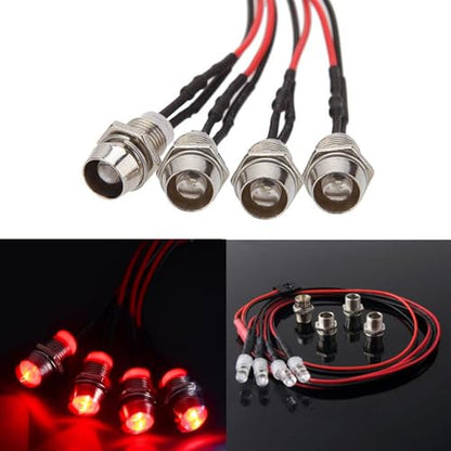 4Led RC Truck Car Led Light Kit,WONFAST LED RC Car Headlights Taillight Set Accessories for 1/10 1/12 1/8 RC Car Truck Tank Crawler for Redcat Axial HSP Tamiya SCX10(Red) - color: Red