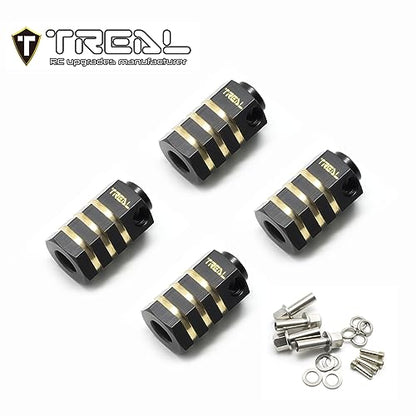 Treal Brass Extended Wheel Hubs Hex Pins Blackening 4pcs-Set Compatible with TRX-4 RC Car +15mm