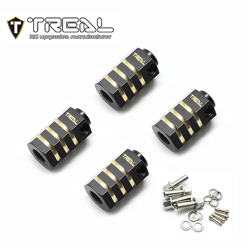 Treal Brass Extended Wheel Hubs Hex Pins Blackening 4pcs-Set Compatible with TRX-4 RC Car +15mm