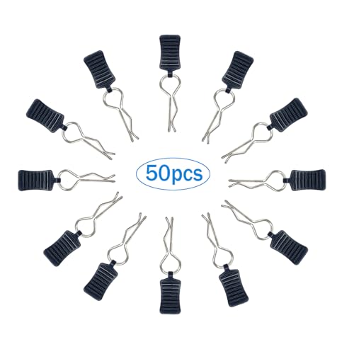 50pcs RC Body Clips with Pull Tabs Car Clips RC Clips for All 1/8 1/10 1/12 Scale Traxxas Redcat Axial Arrma HSP Redcat HPI Himoto Tamiya RC Car Truck Buggy Parts (1.2mm Rod Silver Clips and Tabs) - size: 1.2mm Rod Silver Clips and Tabs