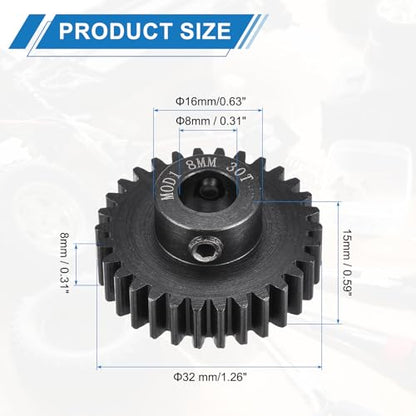 MECCANIXITY 1M 30T 40 Chrome Steel Motor Pinion Gears, 1.26" x 1.3" RC Motor Gears Fits 8mm Shaft Bore for RC Vehicles Truck Drift Remote Control Car Off-Road Crawler Parts, Black - style: 30T