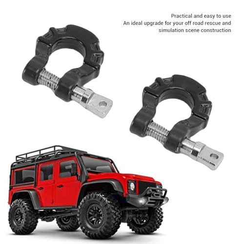 Metal Tow D Ring Shackle for 1/10 Axial SCX10 RC Crawler (Black) | Thick Alloy High Tensile Strength Firm Lock Para Exterior RC Off Road Rescue Towing Use - color: Black