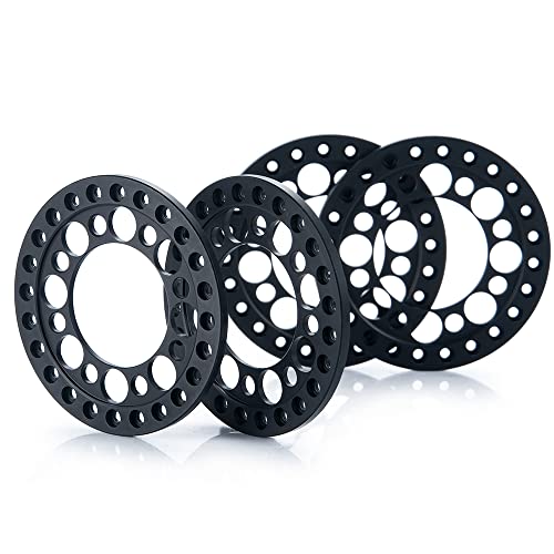 4pcs Aluminum 1.9inch RC Beadlock Wheel Rim Replacement Ring for 1:10 Crawler RC Car 1.9" Wheels/Rims (Black) - color: Black