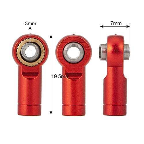 M3 Metal Tie Rod End Ball Joint Link Ball Head Holder, M3 Red | For 1/10 Axial SCX10 90046 90047 TRX4, RC Crawler Car, Parts - color: M3 Red