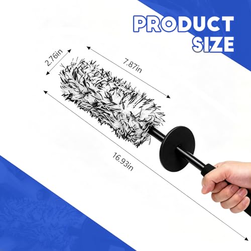 wuyaoyao Microfiber Car Wheel Brush, Car Wheel Cleaning Brush with Ergonomic Handle, Soft Rim Cleaner Wash Brushes, Non Scratch & Highly Water Absorption, Automotive Cleaning Supplies (Black, 1 PCS) - color: Black, 1 PCS