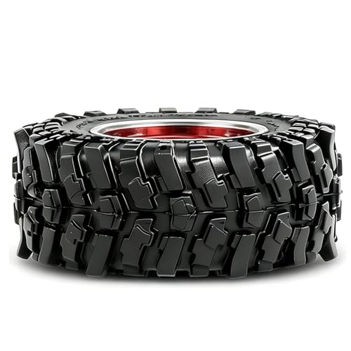 REDSPIDER 0.7" RC Crawler Tires 40mm, RS6 Composite Material Sticky Butyl Rubber Micro Mud Tires with Foam Inserts, High Grip Upgrade for 1/30 Axial SCX30 RC Car (Red) - color: Red