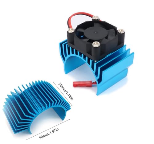 RC Motor Heatsink 540, Aluminum Motor Heat Sink with 6V Cooling Fan Fit 540 550 3650 Size Brushless Motor for 1/8 1/10 RC Car Truck Buggy Crawler(Blue)