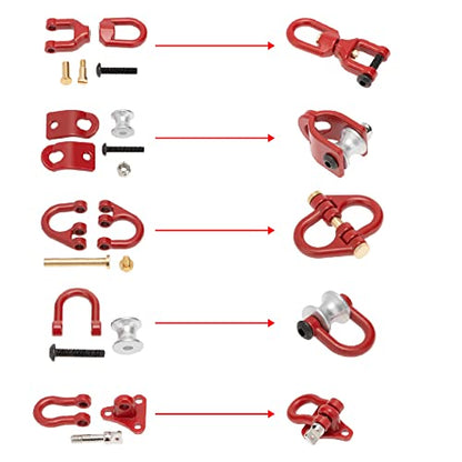 Metal Tow Hook Recovery Shackle Winch Pulley Ring Buckle Rescue Hook Horseshoe Buckle Compatible with 1/10 AXIAL SCX10 Wraith Capra TRX4 TRX6 D90 Redcat MST RC Car（Red） - color: Red
