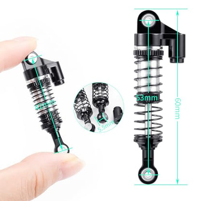 QUE-T 2.09 inch Shocks Kits for Redcat Ascent18 Aluminium Shock Absorber 1/18 RC Crawler Upgrade Parts,Pack of 4 (Black) - color: Black
