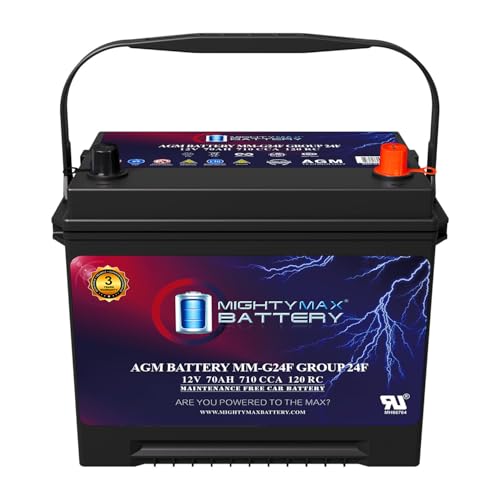 Mighty Max Battery MM-G24F Start and Stop Car BCI Group Size 24F 12V 70Ah, 120RC, 710 CCA Rechargeable AGM Car battery - style: Group 24F