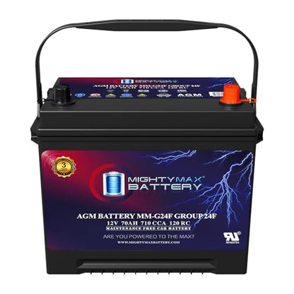 Mighty Max Battery MM-G24F Start and Stop Car BCI Group Size 24F 12V 70Ah, 120RC, 710 CCA Rechargeable AGM Car battery - style: Group 24F