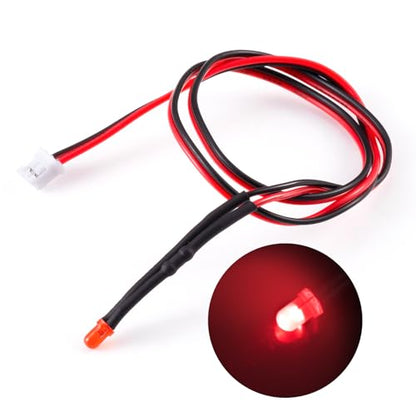 4PCS RC Car PH2.0 Single End Interface Light Headlights Taillight Accessories for 1/14 Tamiya RC Truck Tractor Model Car Upgrade Replacement Parts (Red) - color: Red
