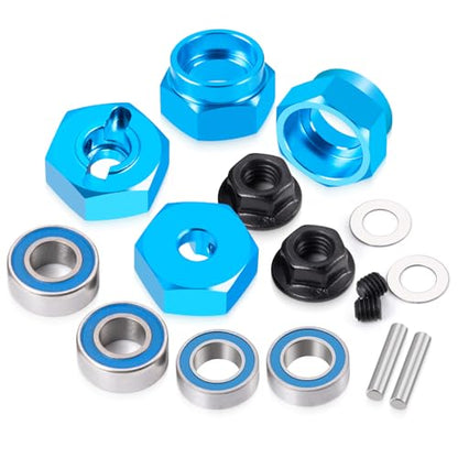 RC Car 1/10 Aluminum Alloy Wheel Hub Hex Adapter 12mm Combiner Wheel Extension Hex Drive Hub Adapter with Bearing Kit for Tamiya DT02 1/10 RC Car Upgrade Parts (Blue) - color: Blue