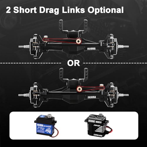 INJORA +4mm Diamond Axles with Lay Down Servo Mount & Links for 1/18 TRX4M(Black) - color: Black