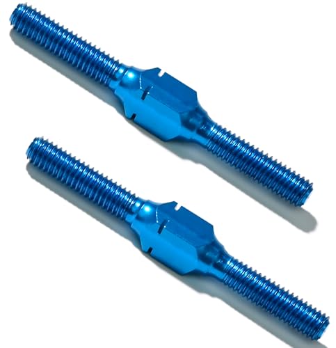 2PCS 3x32mm Aluminum Alloy Turnbuckle Shaft with M3 Threads, Push Rod Tie Rod Linkage Replacement for #54249, Compatible with 1/10 TAMIYA RC Crawlers Trucks On/Off-road Buggy Upgrade (Blue) - style: 2pcs-32mm #54249