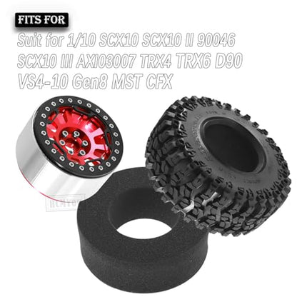 Rc 2.2 Inch Wheel Rims & Tires Wheels for 1/10 SCX10 SCX10 II 90046 SCX10 III AXI03007 TRX4 TRX6 D90 VS4-10 Gen8 MST CFX,RC Crawler Car 4pcs Aluminum RC 2.2 Beadlock Wheel,Red - color: Red - Scx10