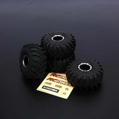 RCAWD Alloy TRX4M Monster Truck Wheel And Tires for 1/18 TRX4M Series Upgrades Part Black - color: Black