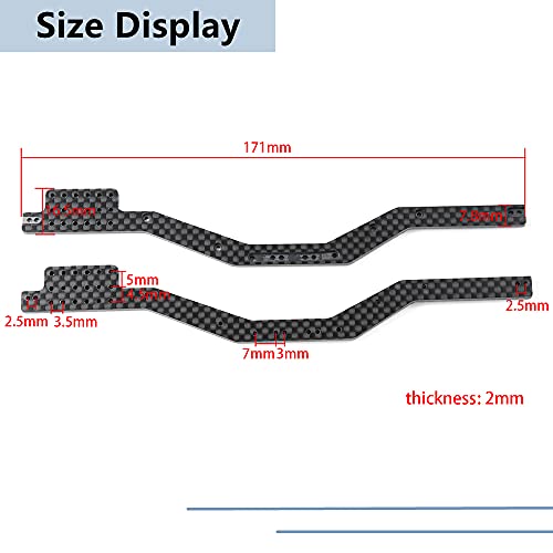 Maleonn 2Pcs RC Carbon Fiber Frame Rail High Clearance for 1/24 RC Crawler Car SCX24 Chassis Upgrades AXI90081 Deadbolt AXI00001 C10 AXI00002 JLU Accessories Replacement Parts - size: Heighten
