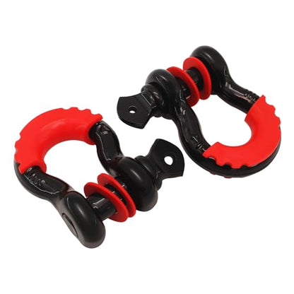 2 Pack D Ring Shackles 3/4" Shackle 41,887Ibs Break Strength - Heavy Duty Clevis Shackles with 7/8" Screw Pin and Isolator Washer Kit for Tow Strap Winch Off Road Vehicle Recovery, Black - color: BLACK-S