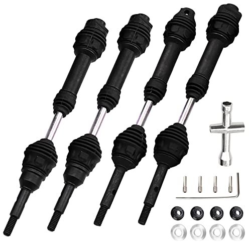 2Pairs Vgoohobby Steel Drive Shaft CVD Dogbon Front Rear Driveshaft Compatible with Traxxas Slash 4X4 Stampede Rustler Hoss VXL 4X4 RC Truck Car (Black) - color: Black