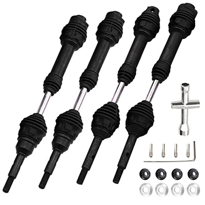 2Pairs Vgoohobby Steel Drive Shaft CVD Dogbon Front Rear Driveshaft Compatible with Traxxas Slash 4X4 Stampede Rustler Hoss VXL 4X4 RC Truck Car (Black) - color: Black