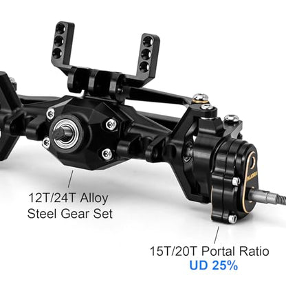 INJORA +5mm Diamond Portal Axles with Brass Steering Knuckles for TRX4M - color: Black Brass