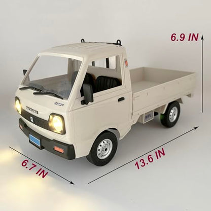 HLSFWDRIVE WPL D14 RC Kei Truck 4x4 Remote Control Drift Car 1/10 Scale | Suzuki RC Car 4WD Carry 2.4 GHz 280 Motor Proportional Throttle Seering Hobby Toy Adult 2 Batteries