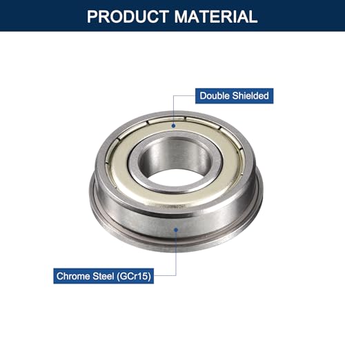 FR3ZZ Flanged Ball Bearing, ID 3/16" x OD 1/2 x Width 10/51" Miniature Bearings, Double Metal Shielded Deep Groove Bearings, Pre-Lubricated (GCr15) Chrome Steel 10pcs - size: FR3ZZ 3/16"x1/2x10/51"