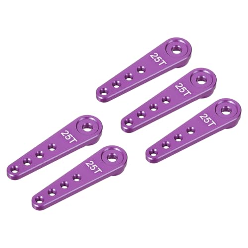 MECCANIXITY 5 Pcs Aluminum Servo Horn Long 25T Steering Arm 37mm Length Purple Suitable for DIY RC Car/Boat/AirplanesBoat Model Accessories - color: Purple