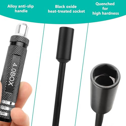 RC Hex Nut Driver Set Repair Tool Kit 4.0/5.5/7.0/8.0mm Hexagonal Head Nut Socket Wrench Screwdrivers for Hobby RC Quadcopter Helicopter FPV Drone Car Airplane(Black) - color: Black