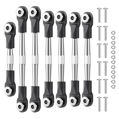 Traxxas 1/10 RC Upgrade 7Pcs Aluminum Adjustable Camber Turnbuckles Black | CNC aluminum camber turnbuckles, fit Traxxas Slash/Hoss/Rustler/Stampede 1/10 RC truck direct hop-up replacement parts