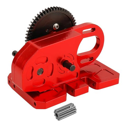 Heavy Duty LCG 2 Low Differential Gearbox Transmission with Gear Skid Plate for 1/10 RC Crawler Axial SCX10 I II III Capra TRX4 Upgrade Parts (red) - color: Red