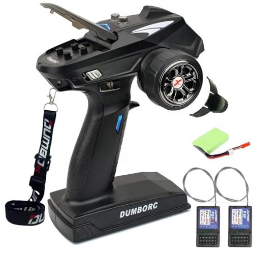 Dumbo rc X6 Radio Transmitter with P6FG and P6F 2 Receivers and Batter/y for Rc Cars Boats Tank Crawler Off-Road Vehicle (X6 with 2 Receivers and Batter/y)